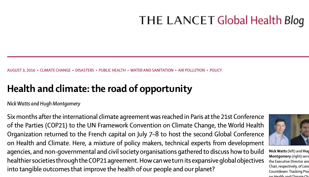 The Lancet: Health and climate: the road of opportunity
