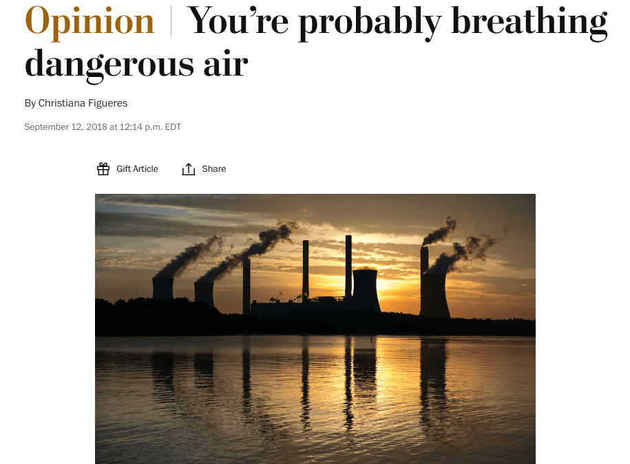 Christiana Figueres: You’re probably breathing dangerous air (Washington Post)