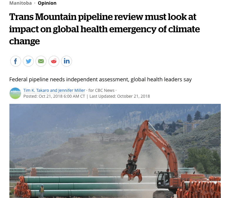 CBC: Trans Mountain pipeline review must look at impact on global health emergency of climate change