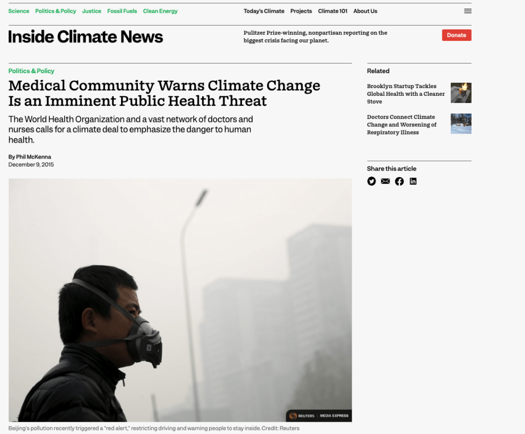 Medical Community Warns Climate Change Is an Imminent Public Health Threat