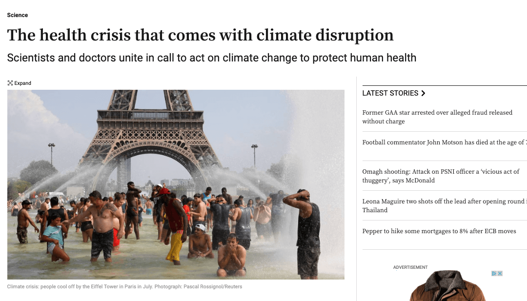The Irish Times: The health crisis that comes with climate disruption