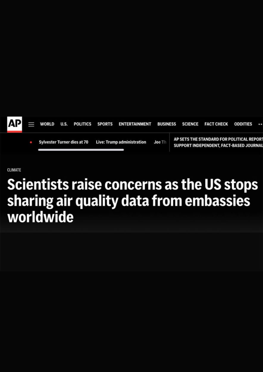 AP: Scientists raise concerns as the US stops sharing air quality data from embassies worldwide