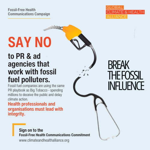 Importante: Las organizaciones de salud rechazan a las agencias de relaciones públicas y publicidad que trabajan para la industria de los combustibles fósiles